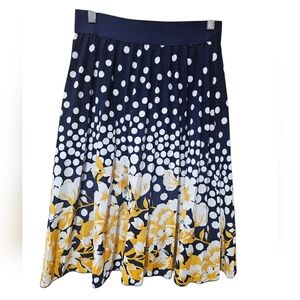 Women's Metro Wear Floral Polka Dot Skirt - Navy and Yellow Size Medium